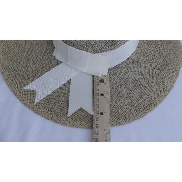 Liz Claiborne Wide Brim Straw Sun Hat White Wrap Around Bow Vintage Y2K Retro - Picture 7 of 8